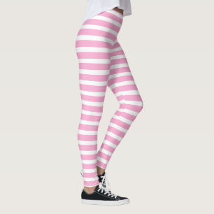 Legging Listrado Horizontal Simples Rosa Lavanda Branco