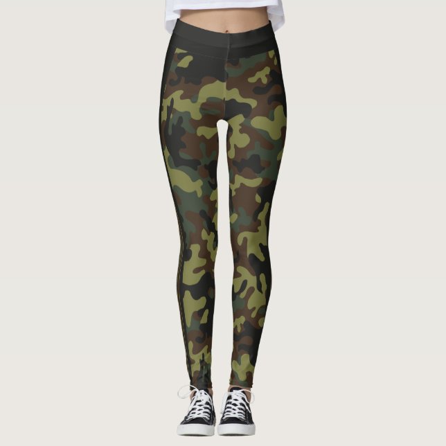Legging Listrado tentado e verdadeiro da camuflagem (Frente)