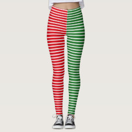Legging Listrado vermelho e verde do duende do Natal