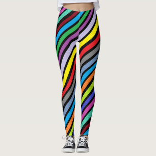 Legging Listras Abstratas Coloridas Vermelhas Roxas Lima V