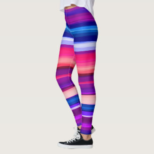 Legging Listras Abstratas Roxas, Rosas e Azuis
