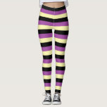 Legging Listras amarelas claras, pretas e roxas<br><div class="desc">Arte digital Abstrato de listras amarelas, pretas e roxas.</div>