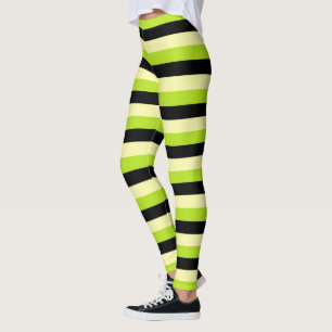 Legging Listras amarelos pálido, do verde limão e do pre