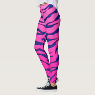 Legging Listras animais cor-de-rosa e azuis dos tigres