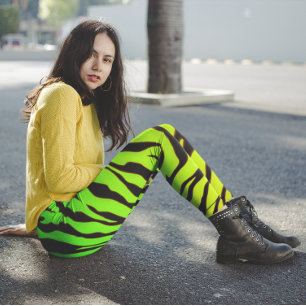 Legging Listras animais verdes e pretas dos tigres
