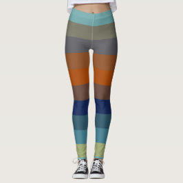 Legging Listras azuis, laranjas, verdes e cinzas