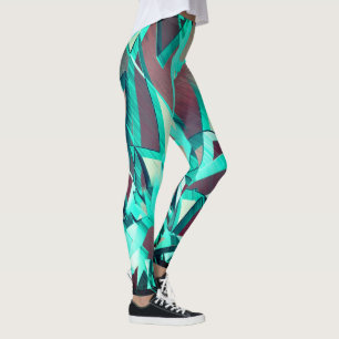Legging Listras azuis ou cianas em uma imagem vermelha e s
