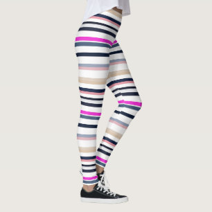 Legging Listras Azuis Rosas e de Areia