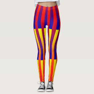 Legging Listras Azuis Vermelhas Amarelas