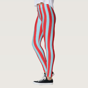 Legging Listras azuis vermelhas e Pastel verticais
