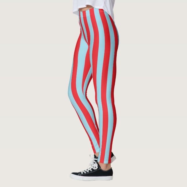 Legging Listras azuis vermelhas e Pastel verticais (Esquerda)