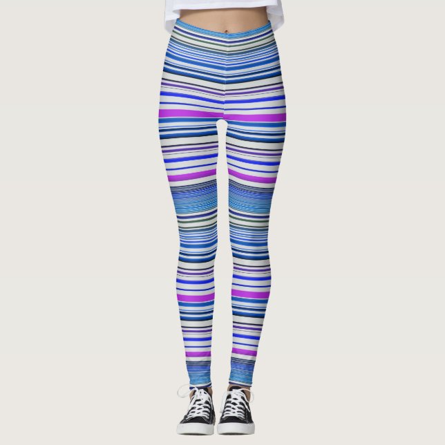 Legging Listras azuis violetas fofas (Frente)