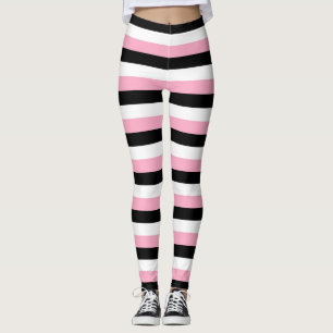Legging Listras brancas, cor-de-rosa