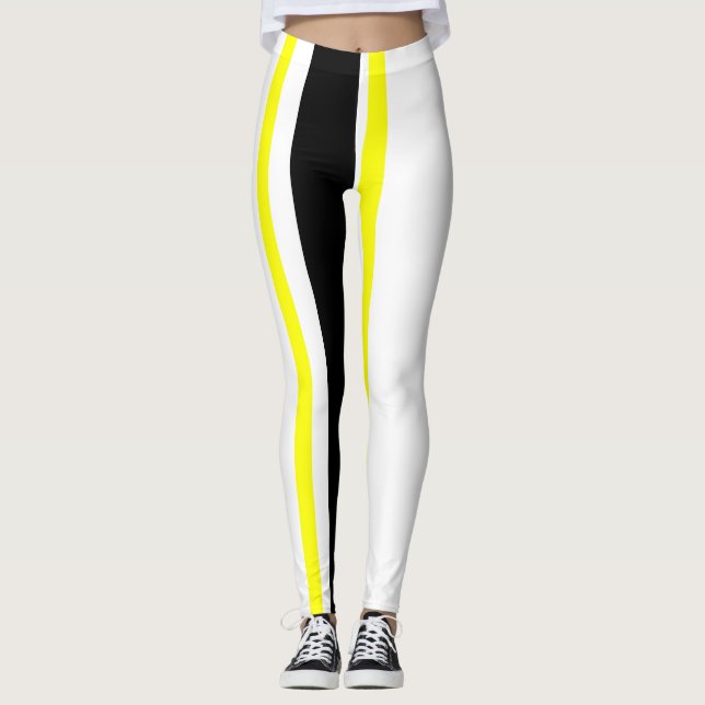 Legging Listras brancas e amarelas pretas (Frente)