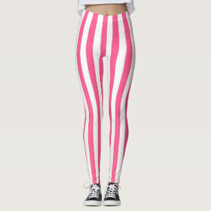 Legging Listras brancas e rosa-quente verticais