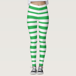 Legging Listras brancas e verdes espessas