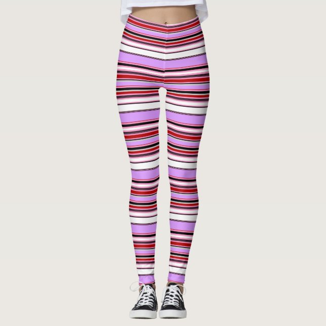 Legging Listras brancas e violetas (Frente)
