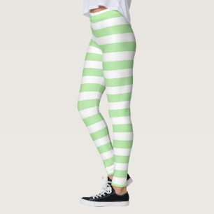 Legging Listras brandamente verdes e brancas
