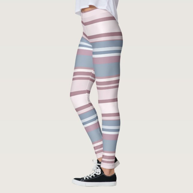 Legging Listras Cadete Cinza e Rosa Desaturado (Esquerda)