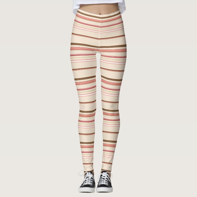 Legging Listras castanhas-brancas (Frente)