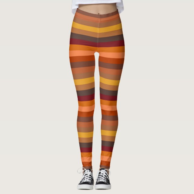 Legging Listras castanhas e laranja (Frente)
