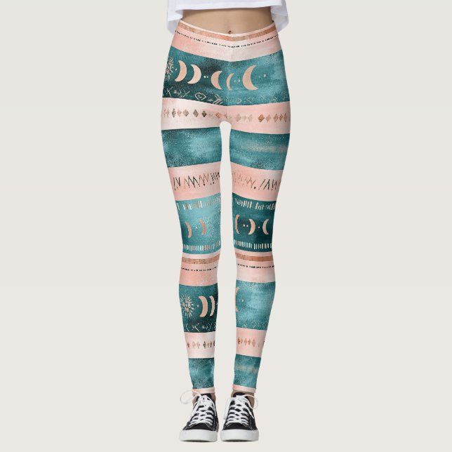Legging Listras Celestiais Rústicas Lua Sol Terroso (Frente)