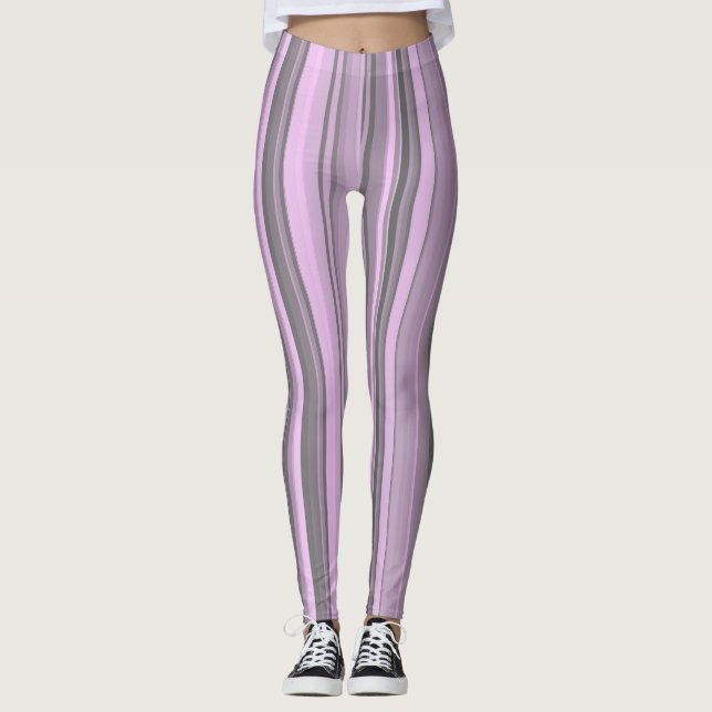 Legging Listras Cinza Roxo (Frente)