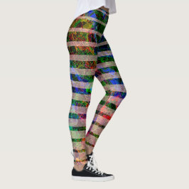 Legging Listras coloridas estranhas e quadrados pequenos a