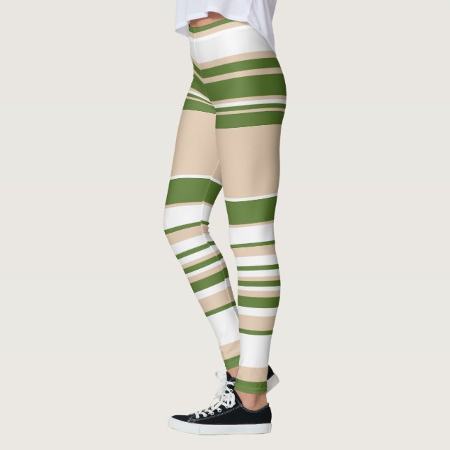 Legging Listras Complexas - Branco, Areia e Verde-Palma (Esquerda)
