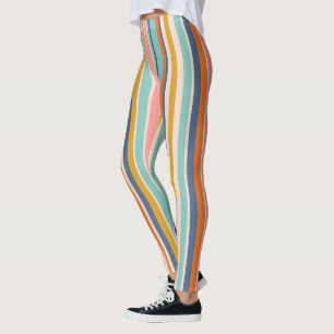 Legging Listras cor-de-laranja vertical e cor-de-rosa amar