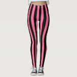 Legging Listras cor-de-rosa e pretas verticais<br><div class="desc">Arte digital abstrata de listras cor-de-rosa e pretas verticais</div>