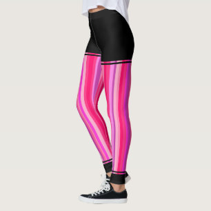 Legging Listras cor-de-rosa e roxas femininos + Regiões