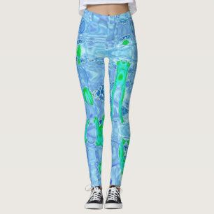 Legging Listras Cósmicas Abstratas Lavanda Cinza Retro