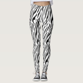 Legging Listras de Animal Zebra Preto e Branco Modernas