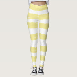 Legging Listras de Aquarela Amarela Branca Bonita