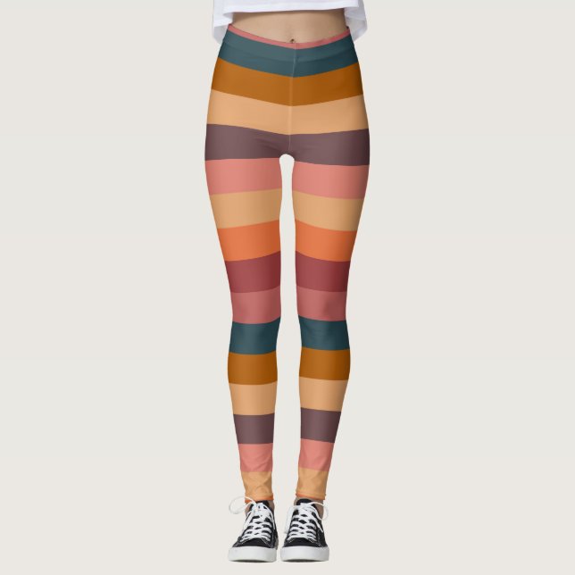 Legging Listras de Aquarela do Pôr do Sol   (Frente)