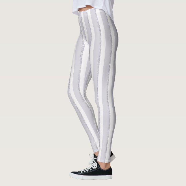 Legging Listras de Brilho Roxo Lavanda Branco (Esquerda)
