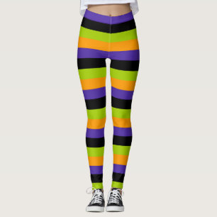Legging Listras de bruxa roxo laranja preto verde Hallowee