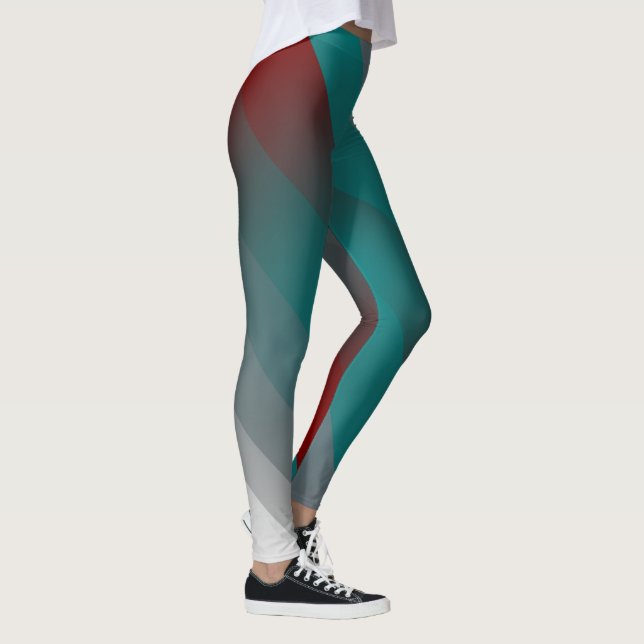 Legging listras de cinza de Borgundy teal (Direita)