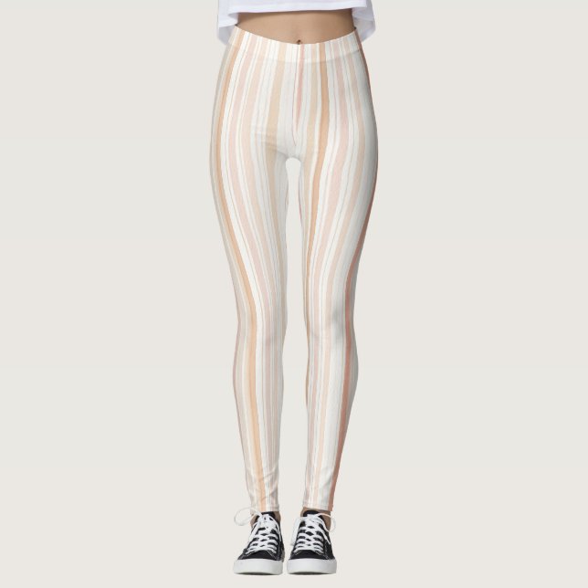 Legging Listras de Creme Bege Rosa  (Frente)