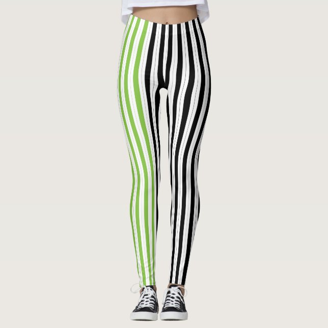 Legging Listras de Halloween Roxo Verde Preto Laranja (Frente)