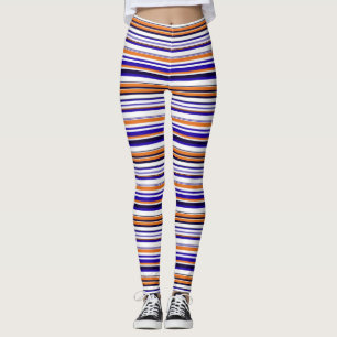 Legging Listras de laranja azul-acastanhada