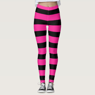 Legging Listras de moda rosa quente e preto