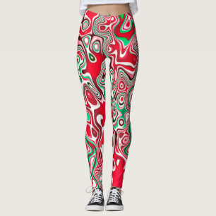 Legging Listras de Natal Maximalistas Funky Trippy Ondulad