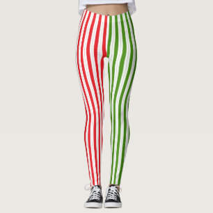 Legging Listras de Natal Vermelho e Verde de Duende Listra