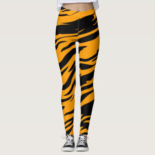 Legging Listras de Tigre de Impressão Animal Laranja