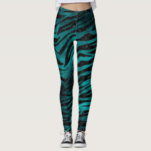 Legging Listras de tigre em ombre azul-petróleo e preto co