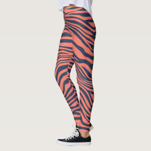 Legging Listras de Tigre Glamourosas de Coral Impressão An