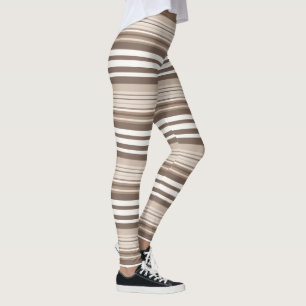 Legging Listras de Tom Neutro Terroso Design de Padrão