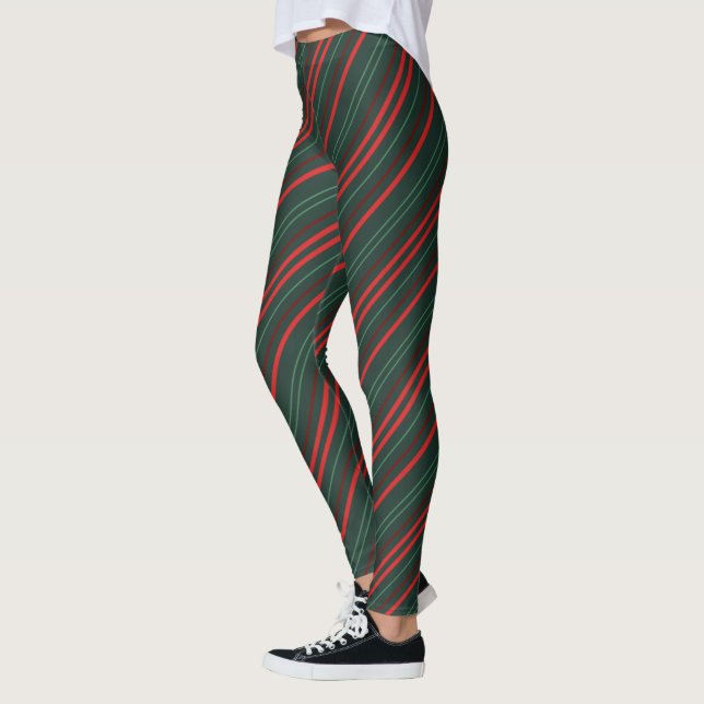 Legging Listras de Verde Escuro e Vermelho Escuro (Esquerda)